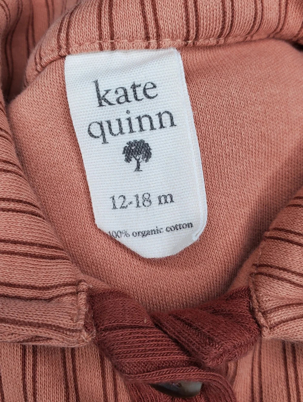 Kate Quinn Organic Cotton Ribbed Sleeveless Polo Bodysuit‎ Mauve Stripe 12-18M